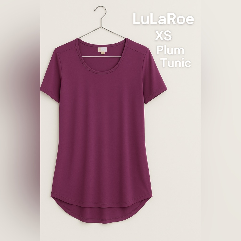 LuLaRoe XS Tunic Top | Plum Purple Scoop Neck Tee